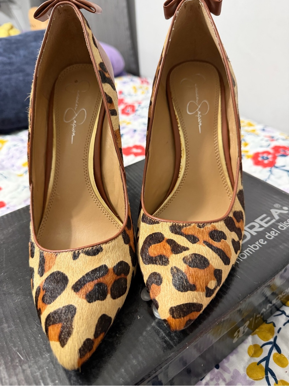 Jessica Simpson Leopard Print Pointed-Toe Stiletto Pumps in Brown - Picture 4 of 5
